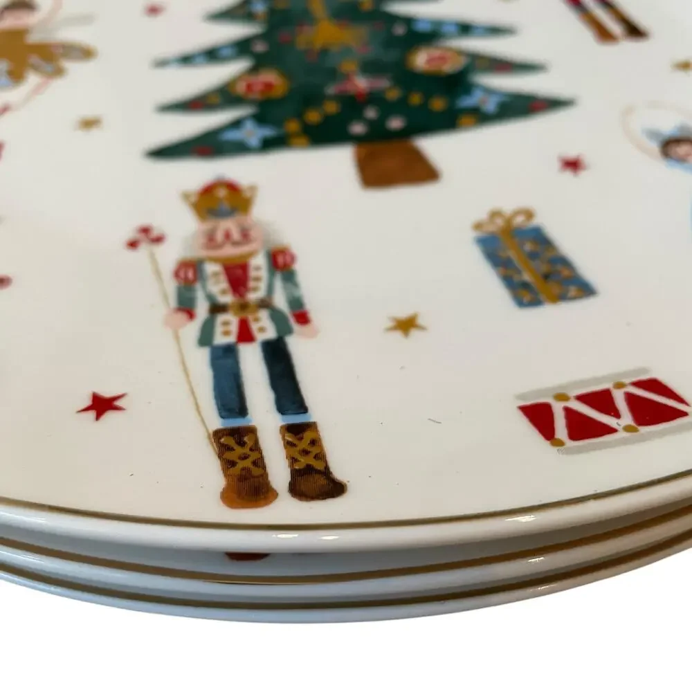 Set of 2 Grace Teaware Nutcracker Ballet Dinner Plates 10.5in Christmas New